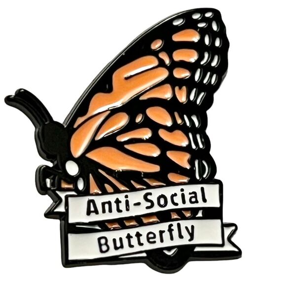 Anti-Social Butterfly Monarch Enamel Pin - Picture 1 of 4